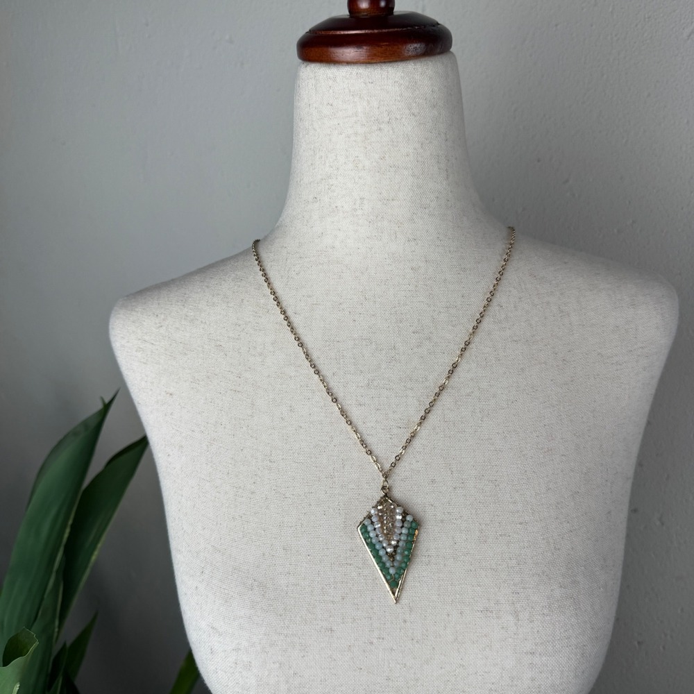 Fairy Grunge Festival Vintage Y2K Chevron Statement Pendant Necklace 16"-18.5"